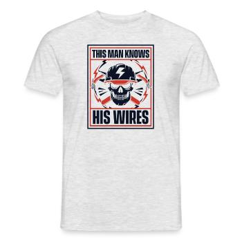 This Man Knows His Wires Electronics Technician - Men's T-Shirt - heather grey - Front - AI Model Male 178 dark (178cm)
