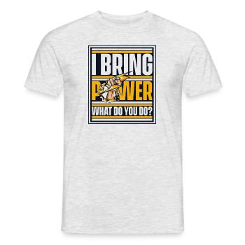 J’apporte de l’énergie Qu’est-ce que tu fais Ingénieur en électronique - T-shirt homme - gris chiné - Devant - AI Model Male 178 dark (178cm)