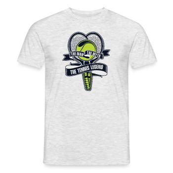 The Man The Myth The Tennis Legend Tennisschläger - Männer T-Shirt - Grau meliert - Vorne - AI Model Male 178 dark (178cm)