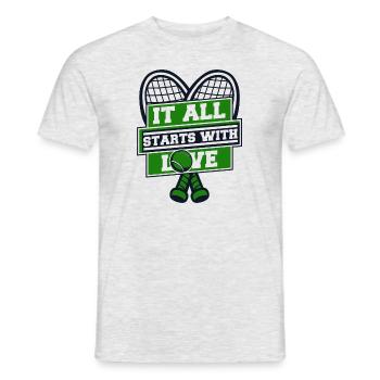 It All Starts With Love Tennisschläger - Männer T-Shirt - Grau meliert - Vorne - AI Model Male 178 dark (178cm)