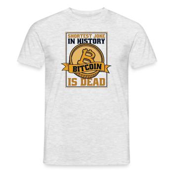 La blague la plus courte de l'histoire Bitcoin est mort - T-shirt homme - gris chiné - Devant - AI Model Male 178 dark (178cm)