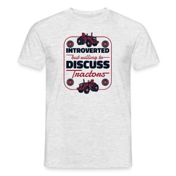 Introverti mais disposé à discuter des tracteurs Bauer - T-shirt homme - gris chiné - Devant - AI Model Male 178 dark (178cm)