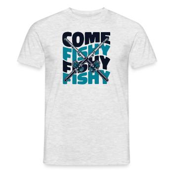 Come Fishy Fishy Fishy Fliegenfischer - Männer T-Shirt - Grau meliert - Vorne - AI Model Male 178 dark (178cm)