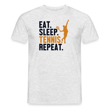 Eat Sleep Tennis Repeat Tennisschläger - Männer T-Shirt - Grau meliert - Vorne - AI Model Male 178 dark (178cm)