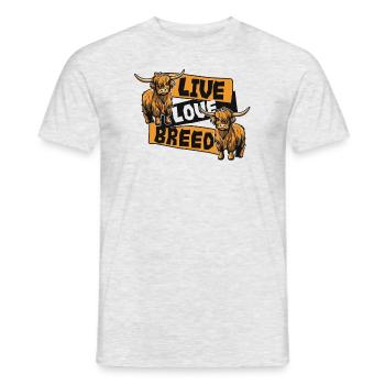 Lebende Liebesrasse Hochlandkuh Schottisches Rind - Männer T-Shirt - Grau meliert - Vorne - AI Model Male 178 dark (178cm)