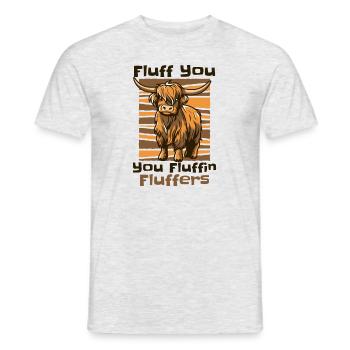Fluff You You Fluffing Fluffers Highland Cow - Men's T-Shirt - heather grey - Front - AI Model Male 178 dark (178cm)