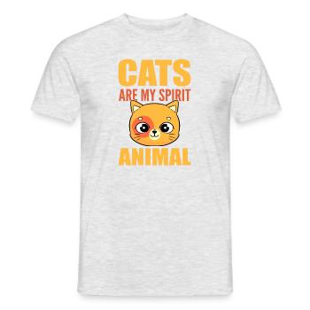 Cats Are My Spirit Animal Kätzchen Hauskatze Katze - Männer T-Shirt - Grau meliert - Vorne - AI Model Male 178 dark (178cm)