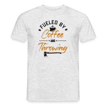 Alimenté par le café et le lancer de hache Lancer de hache - T-shirt homme - gris chiné - Devant - AI Model Male 178 dark (178cm)