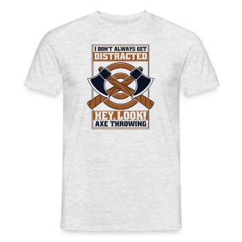 Ne vous laissez pas toujours distraire Regardez la hache de lancer de hache - T-shirt homme - gris chiné - Devant - AI Model Male 178 dark (178cm)
