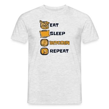 Eat Sleep Bitcoin Repeat Crypto-monnaie Blockchain - T-shirt homme - gris chiné - Devant - AI Model Male 178 dark (178cm)