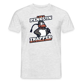 I Am A Penguin Trapped In A Human Body - Männer T-Shirt - Grau meliert - Vorne - AI Model Male 178 dark (178cm)