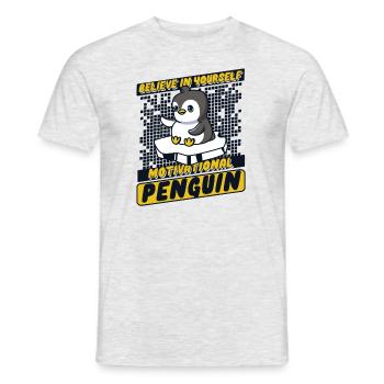 Believe In Yourself Motivational Penguin Seevogel - Männer T-Shirt - Grau meliert - Vorne - AI Model Male 178 dark (178cm)