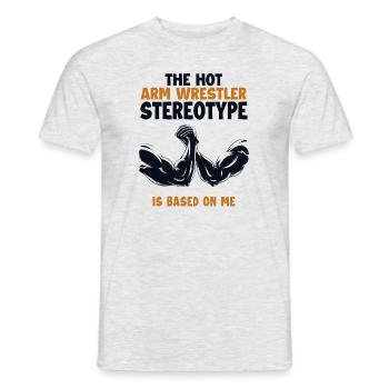 Le stéréotype du bras de fer est basé sur moi Trainer - T-shirt homme - gris chiné - Devant - AI Model Male 178 dark (178cm)