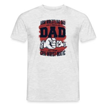 Bras de fer avec papa comme un bras d’exercice de papa ordinaire - T-shirt homme - gris chiné - Devant - AI Model Male 178 dark (178cm)