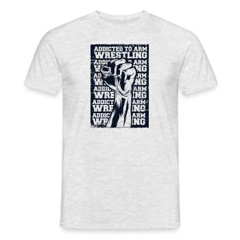 Accro aux techniques de bras de fer Bras d’exercice - T-shirt homme - gris chiné - Devant - AI Model Male 178 dark (178cm)