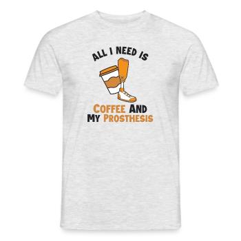 Le café et ma prothèse Prothèse Pied Utilisateur Jambe - T-shirt homme - gris chiné - Devant - AI Model Male 178 dark (178cm)