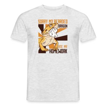 Meine Bartagame hat meine Hausaufgaben gefressen Pogona Haustier - Männer T-Shirt - Grau meliert - Vorne - AI Model Male 178 dark (178cm)