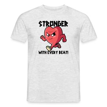 Plus fort à chaque battement Stimulateurs cardiaques à cœur ouvert - T-shirt homme - gris chiné - Devant - AI Model Male 178 dark (178cm)