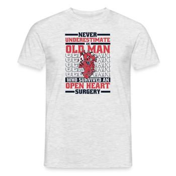 Never Underestimate An Old Man Survived Heart - Men's T-Shirt - heather grey - Front - AI Model Male 178 dark (178cm)