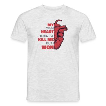 My Own Heart Tried To Kill Me But I Won Open - Men's T-Shirt - heather grey - Front - AI Model Male 178 dark (178cm)