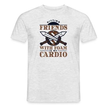 Freunde mit Schaum zu schlagen ist mein Cardio-LARPing - Männer T-Shirt - Grau meliert - Vorne - AI Model Male 178 dark (178cm)