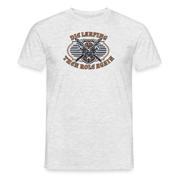 Die Larping Then Role Again LARPing Armor Weapons - Men's T-Shirt - heather grey - Front - AI Model Male 178 dark (178cm)