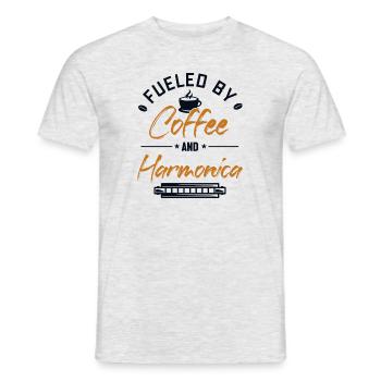 Fueled by Coffee and Harmonica Mouth Harp - Men's T-Shirt - heather grey - Front - AI Model Male 178 dark (178cm)