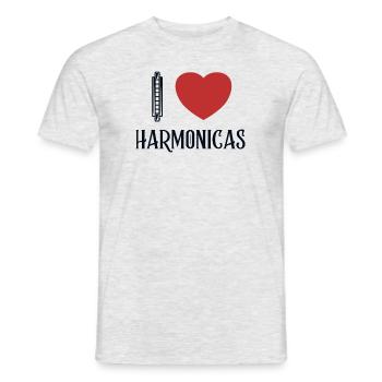 J’aime Harmonicas Harmonist Harmonicist Mouth - T-shirt homme - gris chiné - Devant - AI Model Male 178 dark (178cm)