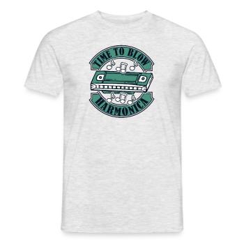 Time To Blow Harmonica Mouth Harp Harmonist - Men's T-Shirt - heather grey - Front - AI Model Male 178 dark (178cm)