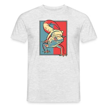 Gecko Portrait Gekkota Crested Lizard Leopard - Men's T-Shirt - heather grey - Front - AI Model Male 178 dark (178cm)
