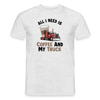 Coffee and my Truck Trucker Legends Truckie Truck - Men's T-Shirt - heather grey - Front - AI Model Male 178 dark (178cm)
