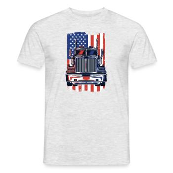 Truck American Flag Trucker Truckie Legends Truck - Men's T-Shirt - heather grey - Front - AI Model Male 178 dark (178cm)