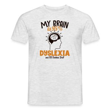 Mon cerveau est à 95% dyslexique Dyslexie Apraxie - T-shirt homme - gris chiné - Devant - AI Model Male 178 dark (178cm)