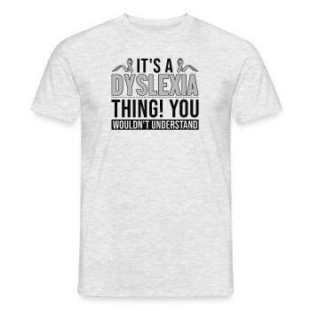 C’est un truc de dyslexie Thérapeute de la dyslexie et de l’apraxie - T-shirt homme - gris chiné - Devant - AI Model Male 178 dark (178cm)