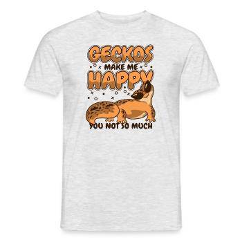 Geckos machen mich glücklich Eidechse Gekkota Schopf - Männer T-Shirt - Grau meliert - Vorne - AI Model Male 178 dark (178cm)