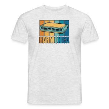 Retro Harmonica Harmonicist Mouth Harp Harmonist - Men's T-Shirt - heather grey - Front - AI Model Male 178 dark (178cm)