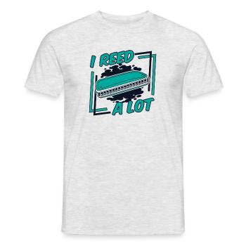 I Reed A Lot Harmonist Harmonicist Mouth Harp - Men's T-Shirt - heather grey - Front - AI Model Male 178 dark (178cm)