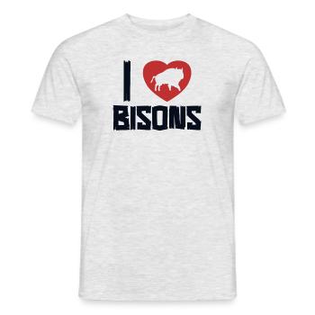 J’aime Bisons Buffalo American Bison Bovinae - T-shirt homme - gris chiné - Devant - AI Model Male 178 dark (178cm)