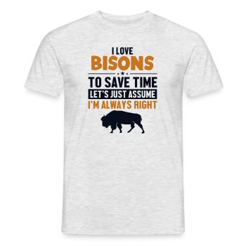 Bison Supposons que j’ai raison Buffalo Américain - T-shirt homme - gris chiné - Devant - AI Model Male 178 dark (178cm)
