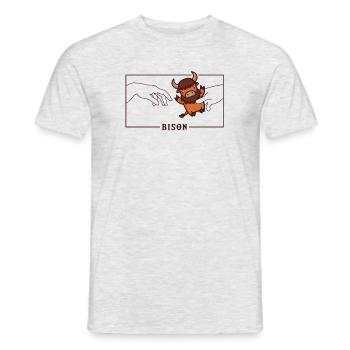 Michel-Ange Création d’Adam Bison Buffalo - T-shirt homme - gris chiné - Devant - AI Model Male 178 dark (178cm)