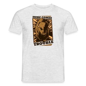 Voici les ennuis Bison d’Amérique du bison Bovinae - T-shirt homme - gris chiné - Devant - AI Model Male 178 dark (178cm)