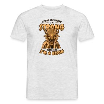 Par conséquent, je suis un bison buffalo bovinae américain - T-shirt homme - gris chiné - Devant - AI Model Male 178 dark (178cm)
