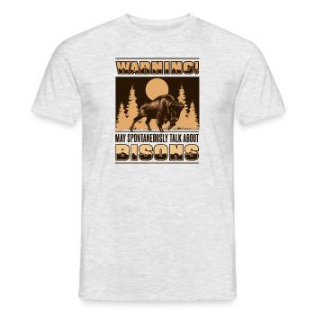 Peut parler spontanément des bisons Buffalo - T-shirt homme - gris chiné - Devant - AI Model Male 178 dark (178cm)