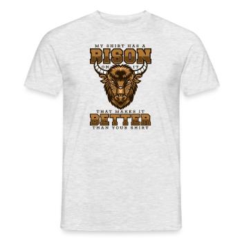 Mieux que vos vêtements Buffalo Bovinae Lover - T-shirt homme - gris chiné - Devant - AI Model Male 178 dark (178cm)