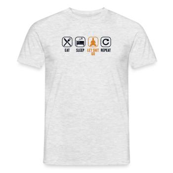 Manger dormir laisser aller la merde répéter la statue bouddhiste - T-shirt homme - gris chiné - Devant - AI Model Male 178 dark (178cm)