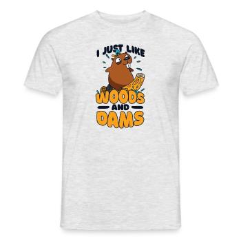 Ich mag einfach Woods And Dams Castor Canadensis - Männer T-Shirt - Grau meliert - Vorne - AI Model Male 178 dark (178cm)