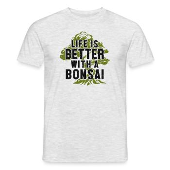 La vie est meilleure avec un bonsaï Penjing d’intérieur - T-shirt homme - gris chiné - Devant - AI Model Male 178 dark (178cm)