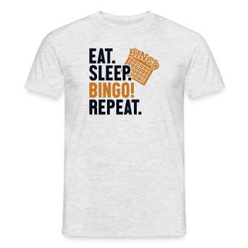Eat Sleep Bingo Repeat Caller Daubers - Men's T-Shirt - heather grey - Front - AI Model Male 178 dark (178cm)
