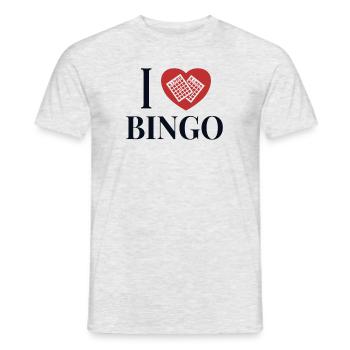 I love Bingo Daubers Professional Caller Bingo - Men's T-Shirt - heather grey - Front - AI Model Male 178 dark (178cm)