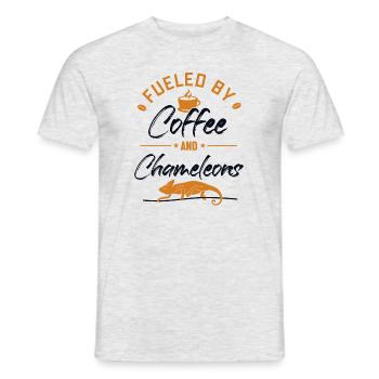 Alimenté par le café et les caméléons Panther voilé - T-shirt homme - gris chiné - Devant - AI Model Male 178 dark (178cm)